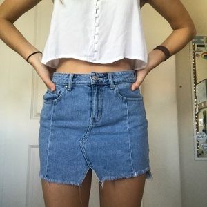 light wash jean skirt